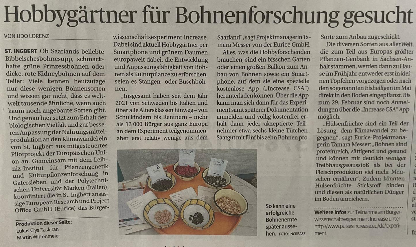 Eurice in Conversation with 'Saarbrücker Zeitung': INCREASE Citizen Science Experiment Gains Media Attention